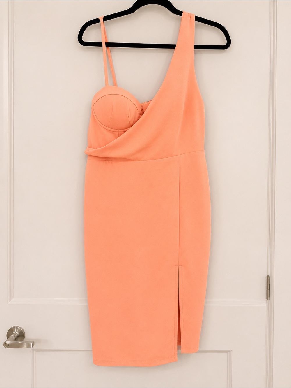 Asymmetric One-Shoulder Peach Cocktail Dress